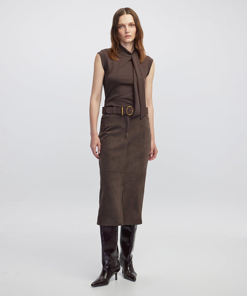 Ipekyol Suede-Effect Midi Skirt - Image 2